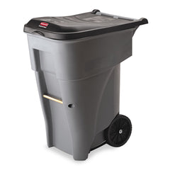 Rubbermaid Commercial 65 Gallon Square Polyethylene Brute Rollout Heavy-Duty Waste Container - Gray
