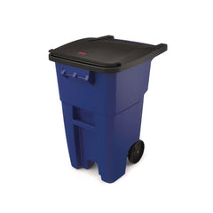 Rubbermaid Commercial Brute 50 Gallon Square Plastic Rollout Container - Blue