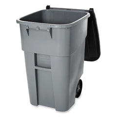 Rubbermaid Commercial Brute 50 Gallon Square Molded Plastic Rollout Container - Gray