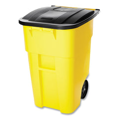 Rubbermaid Commercial 50 Gallon Molded Plastic Square Brute Rollout Container - Yellow