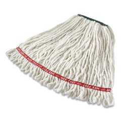 Rubbermaid Commercial Web Foot Shrinkless Looped-End Cotton/Synthetic Wet Mop Heads - Medium, White