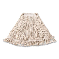 Rubbermaid Commercial 1 in. Headband Super Stitch Cotton Looped End Wet Mop Head - Large, White (6/Carton)