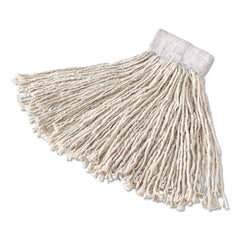 Rubbermaid Commercial 1 in. Headband Super Stitch Cotton Looped End Wet Mop Head - Large, White (6/Carton)