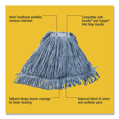 Rubbermaid Commercial Super Stitch Blend Cotton/Synthetic Mop Head - Large, Blue (6/Carton)
