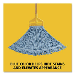 Rubbermaid Commercial Super Stitch Blend Cotton/Synthetic Mop Head - Large, Blue (6/Carton)