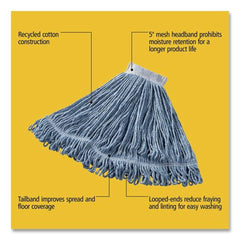 Rubbermaid Commercial Super Stitch Cotton/Synthetic Blend Mop Head - Large, Blue