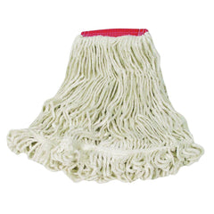 Rubbermaid Commercial Super Stitch Blend 24 oz. Cotton/Synthetic Wet Mop Head - White/Red (6/Carton)
