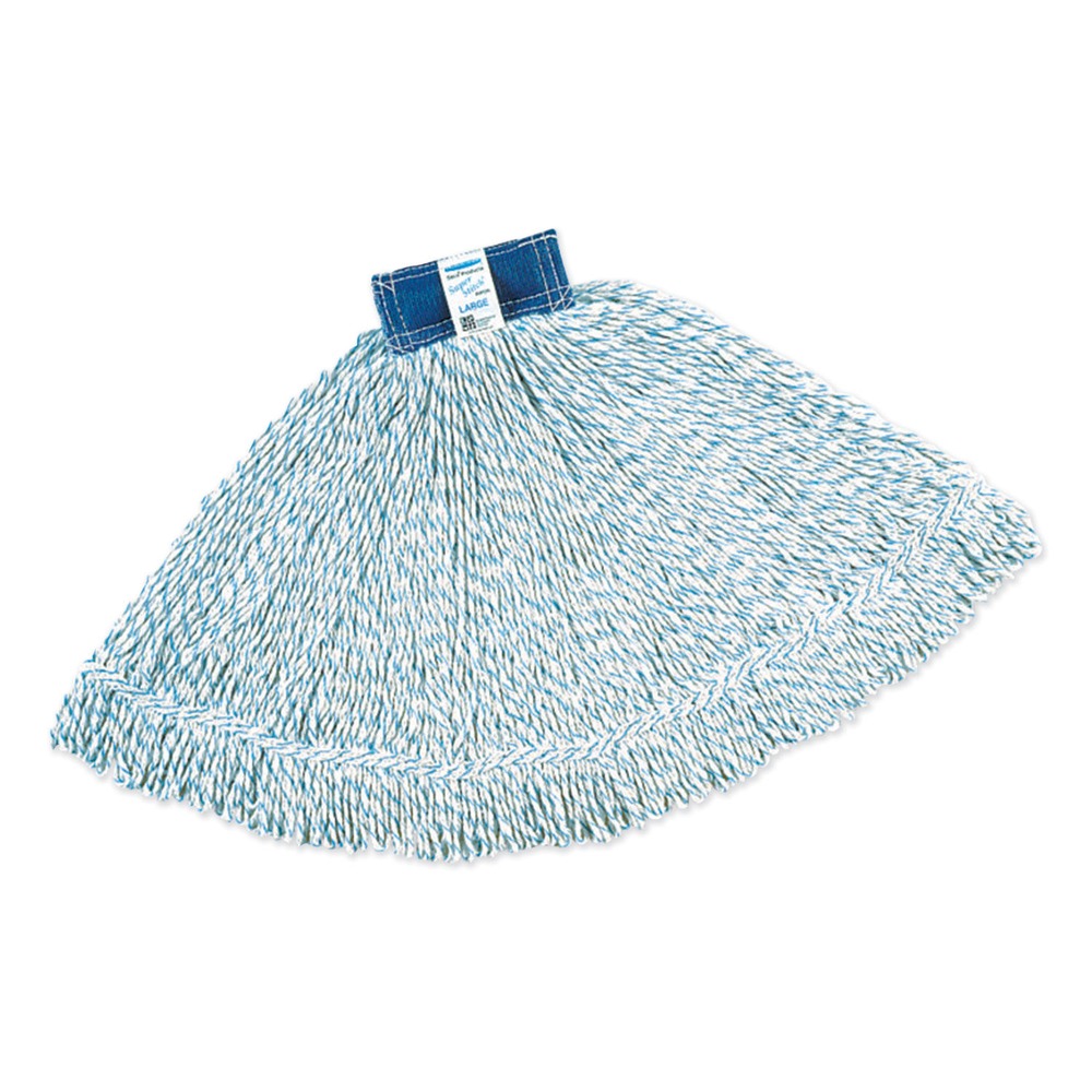 Rubbermaid Commercial Super Stitch 1 in. Blue Headband Cotton/Synthetic Finish Mops - Large White (6/Carton)