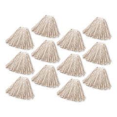Rubbermaid Commercial 24 oz. 1 in. Band Premium Cut-End Cotton Wet Mop Head - White (12/Carton)