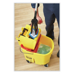 Rubbermaid Commercial 35 qt. WaveBrake 2.0 Down-Press Plastic Bucket/Wringer Combos - Black