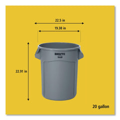 Rubbermaid Commercial BRUTE 20 Gallon Vented Round Resin Container - Dark Green