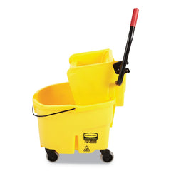 Rubbermaid Commercial WaveBrake 2.0 26 qt. Side-Press Plastic Bucket/Wringer Combos - Yellow