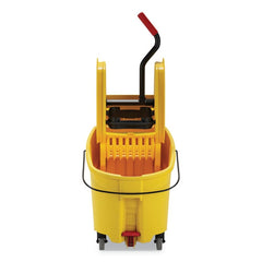 Rubbermaid Commercial 44 qt. WaveBrake 2.0 Down-Press Plastic Bucket/Wringer Combos - Yellow