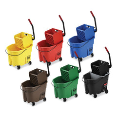 Rubbermaid Commercial 35 qt. WaveBrake 2.0 Down-Press Plastic Bucket/Wringer Combos - Brown