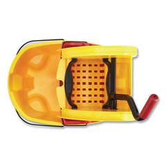 Rubbermaid Commercial FG757788YEL 35 qt. WaveBrake 2.0 Down-Press Plastic Bucket/Wringer Combos - Yellow
