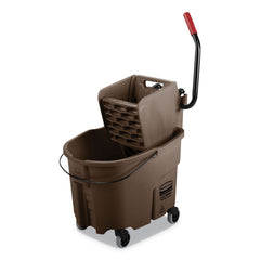 Rubbermaid Commercial 35 qt. WaveBrake 2.0 Side-Press Plastic Bucket/Wringer Combos - Brown
