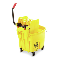 Rubbermaid Commercial 35 qt. WaveBrake 2.0 Side-Press Plastic Bucket/Wringer Combos - Yellow