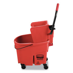 Rubbermaid Commercial WaveBrake 2.0 35 qt. Side-Press Plastic Bucket/Wringer Combos - Red