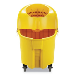 Rubbermaid Commercial FG759088YEL 35 qt. WaveBrake Plastic Down-Press Institution Bucket and Wringer Combos - Yellow