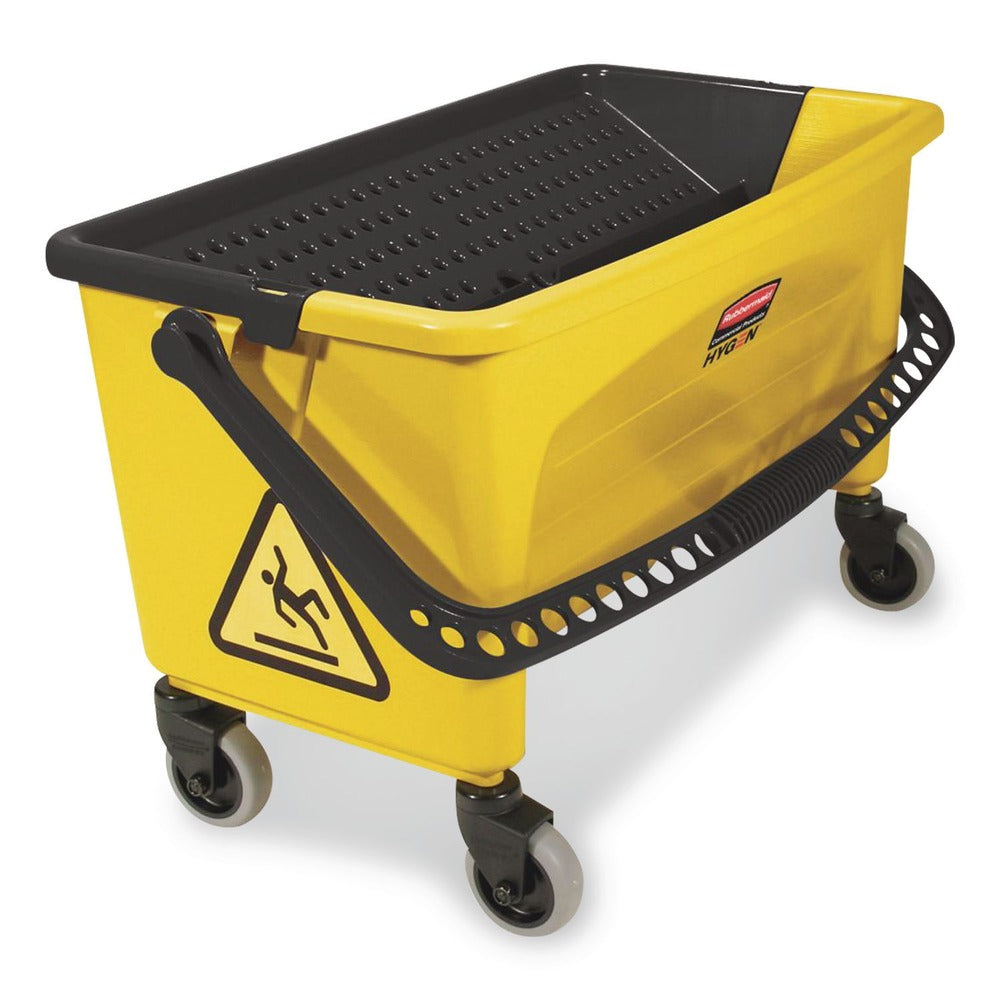 Rubbermaid Commercial HYGEN FGQ90088YEL HYGEN Press Wring Bucket for Microfiber Flat Mops (Yellow)