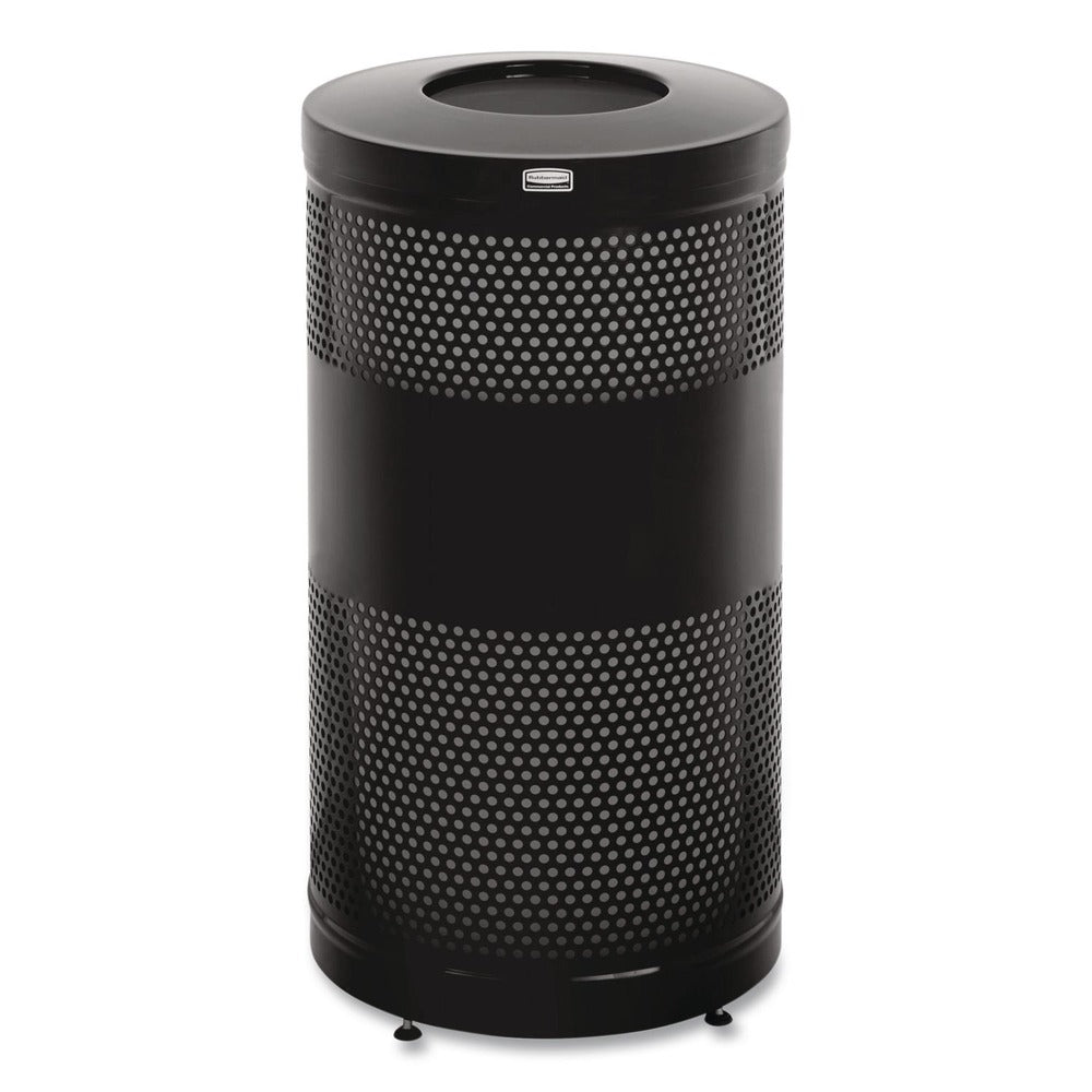 Rubbermaid Commercial 25 gal. Classics Perforated Steel Open Top Receptacle - Black