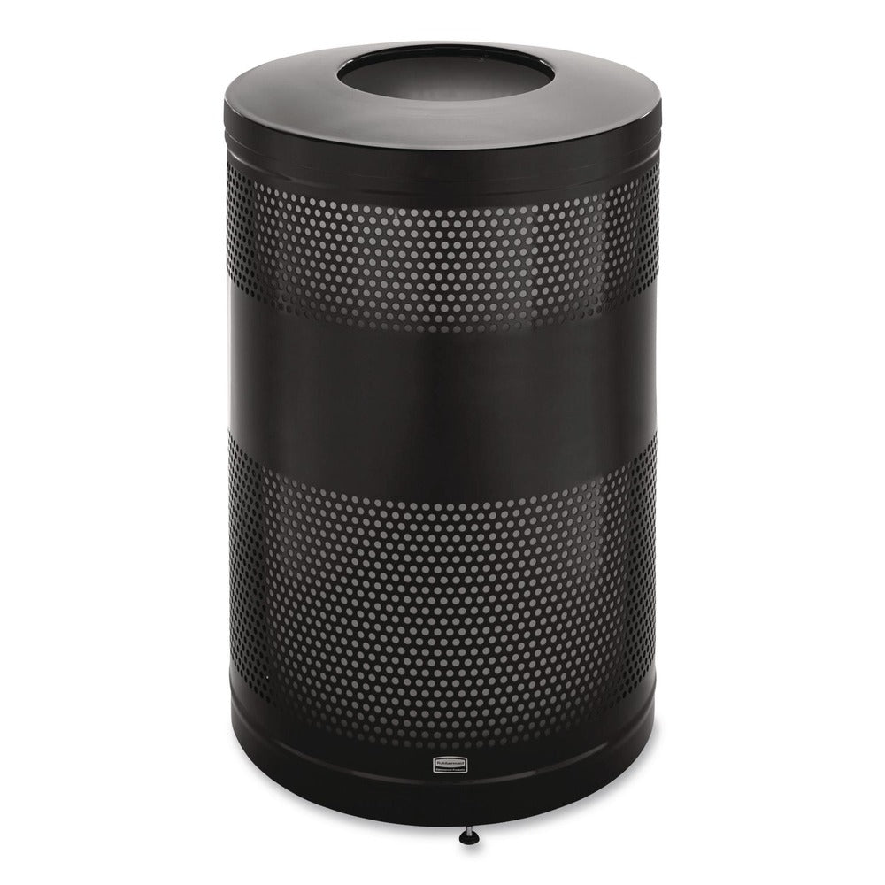 Rubbermaid Commercial 51 gal. Classics Perforated Steel Open Top Receptacle - Black