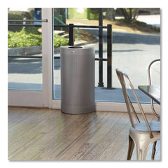 Rubbermaid Commercial FGSH12EPLSM 12 gal. Designer Line Silhouettes Steel Waste Receptacle - Silver Metallic