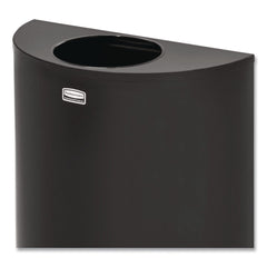 Rubbermaid Commercial 12 gal. European and Metallic Series Open Top Half-Round Steel Receptacle - Black/Chrome