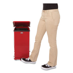 Rubbermaid Commercial 6.5 Gallon Steel Defenders Heavy-Duty Steel Step Can - Red