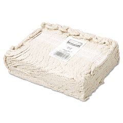 Rubbermaid Commercial 20 oz. 1 in. Band Economy Cut-End Cotton Wet Mop Head - White (12/Carton)