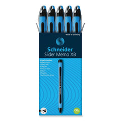 Schneider Slider Memo XB Extra-Bold 1.4 millimeter Stick Ballpoint Pen - Black Ink/Black/Light Blue Barrel (10/Box)