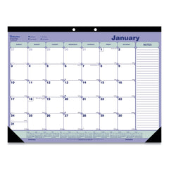 Blueline 12-Month (Jan to Dec): 2026 21.25 in. x 16 in. Monthly Desk Pad Calendar - White/Blue/Green Sheets, Black Binding/Corners