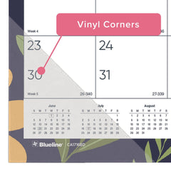 Blueline 22 in. x 17 in. 18-Month (Jul 2025-Dec 2026) Academic Desk Pad Calendar - White/Multicolor Sheets/Black Headband