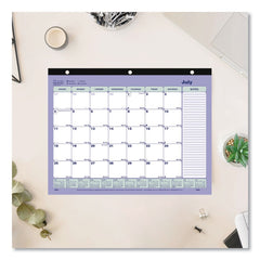 Brownline 11 in. x 8.5 in. 13-Month (Jul 2025-2026) Academic Binder-Insertable Desk Pad Calendar - White/Blue/Green Sheets