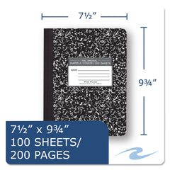 Roaring Spring 9.75 x 7.5 Sheets (100) Wide/Legal Rule Composition Book - Black Marble Cover