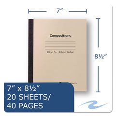 Roaring Spring 8.5 x 7 Sheets (20) Stitched Wide/Legal Rule Composition Book - Manila Cover