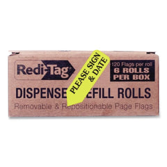 Redi-Tag Please Sign and Date Arrow Message Page Flags Refills - Yellow (6/Box)