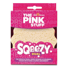 The Pink Stuff 4 in. x 5.3 in. Sqeezy Dual-Sided Sponge and Scrubber - Pink/Ivory