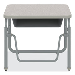 Safco 27.75 in. x 19.75 in. x 22 in. to 30 in. AlphaBetter 2.0 Height-Adjustable Student Desk with Pendulum Bar and Book Box - Pebble Gray