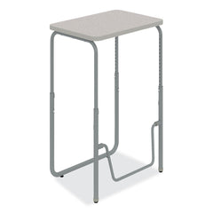 Safco 27.75 in. x 19.75 in. x 29 in. to 43 in. AlphaBetter 2.0 Height-Adjustable Student Desk with Pendulum Bar and Book Box - Pebble Gray