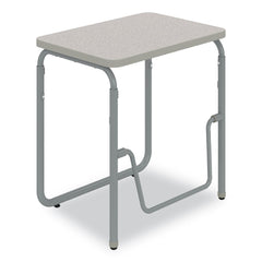 Safco 27.75 in. x 19.75 in. x 29 in. to 43 in. AlphaBetter 2.0 Height-Adjustable Student Desk with Pendulum Bar and Book Box - Pebble Gray