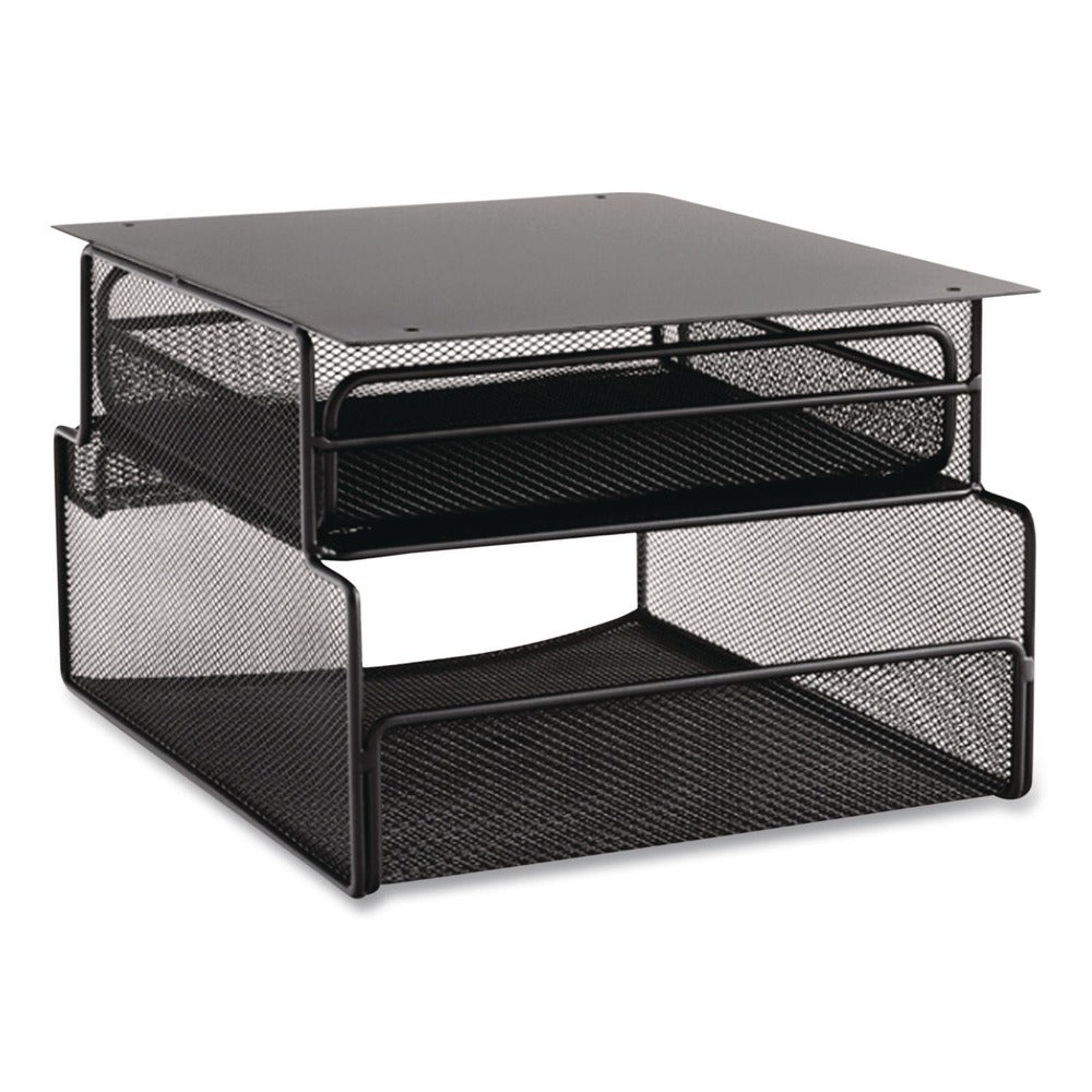 Safco Onyx 12.33 in. x 10 in. x 7.25 in. Under Desk Hanging Mesh Organizer with Drawer - Black