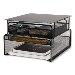 Safco Onyx 12.33 in. x 10 in. x 7.25 in. Under Desk Hanging Mesh Organizer with Drawer - Black