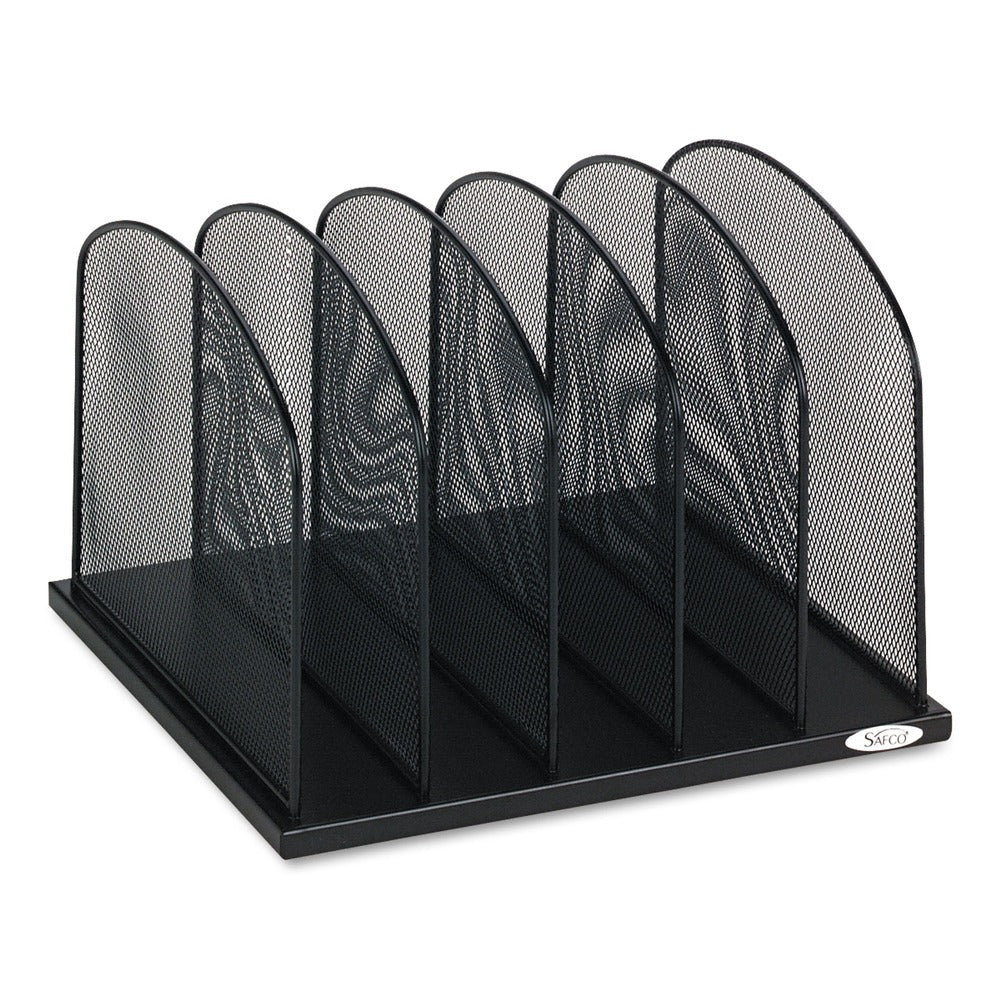 Safco Onyx 12.5 in. x 11.25 in. x 8.25 in. 5-Upright Mesh Desk Organizer - Black