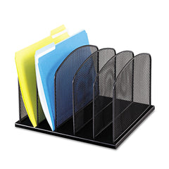 Safco Onyx 12.5 in. x 11.25 in. x 8.25 in. 5-Upright Mesh Desk Organizer - Black