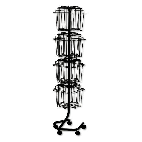 Safco 15w x 15d x 60h 16-Compartment Wire Rotary Display Racks - Charcoal