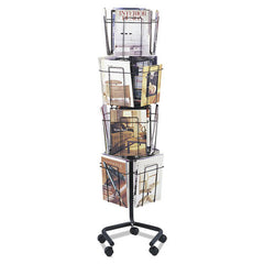 Safco 15w x 15d x 60h 16-Compartment Wire Rotary Display Racks - Charcoal