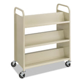 Safco 36 in. x 18.5 in. x 43.5 in. 300 lbs. Capacity 6 Shelves Metal Steel Double-Sided Book Cart - Sand