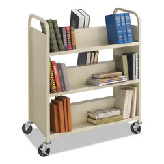 Safco 36 in. x 18.5 in. x 43.5 in. 300 lbs. Capacity 6 Shelves Metal Steel Double-Sided Book Cart - Sand