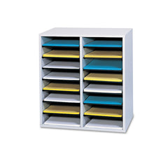 Safco 16 Compartments 19.5 in. x 11.75 in. x 21 in. Wood/Laminate Literature/CD Sorter - Gray Wood